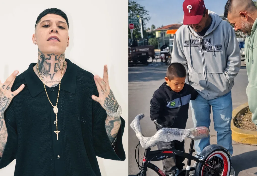 Santa Fe Klan le entrega su primera bicicleta al pequeño Miguelito