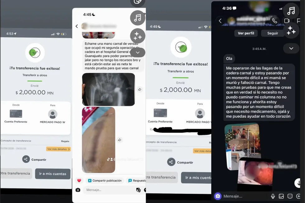 Santa Fe Klan ayuda a fans con emergencias médicas Historias de Instagram de Santa Fe Klan con los tres casos y sus respectivos comprobantes de transferencia.