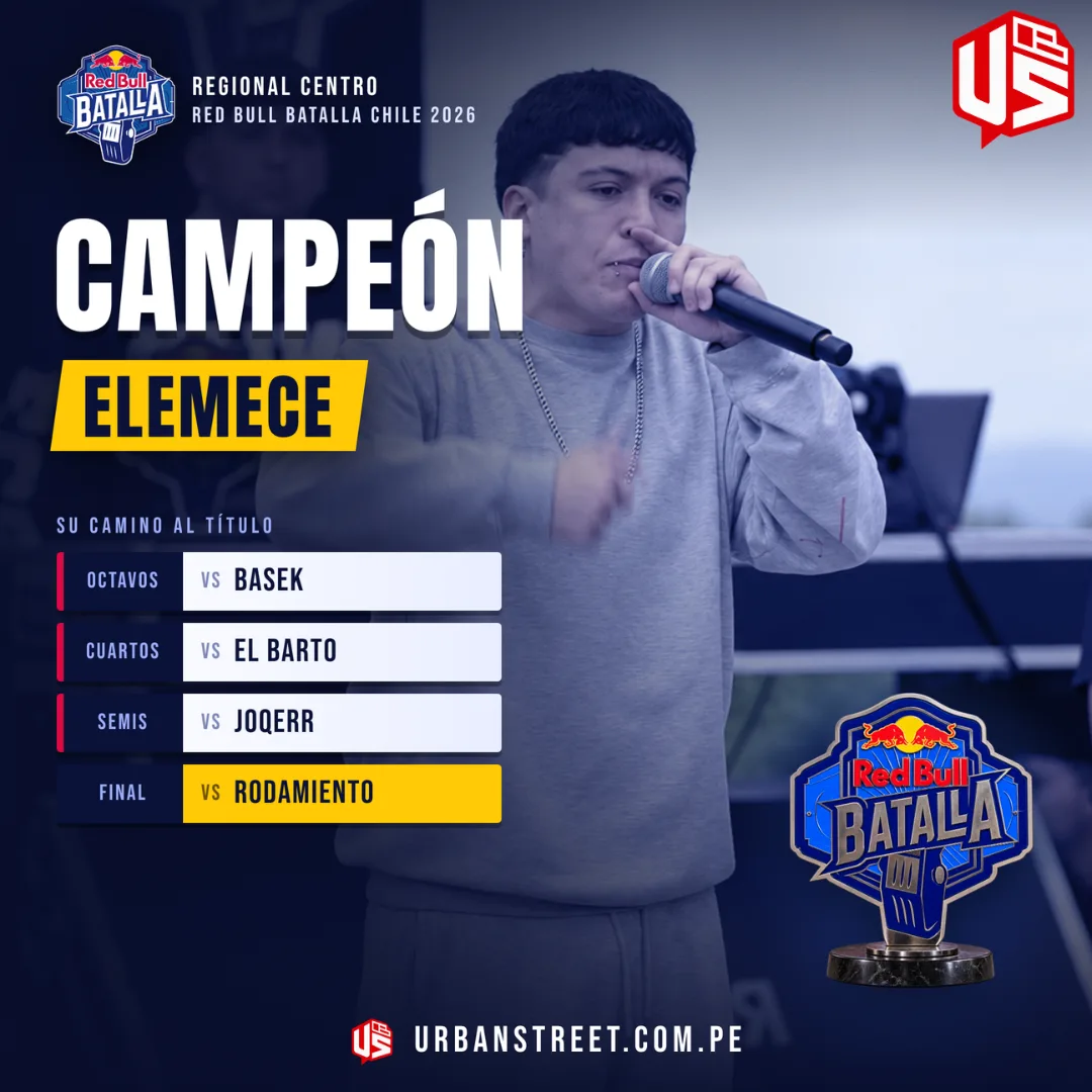 Red Bull Batalla Regional Centro Chile 2026: Resultados, emparejamientos y campeón ELEMECE es el campeón de la Red Bull Batalla Regional Centro Chile 2026
