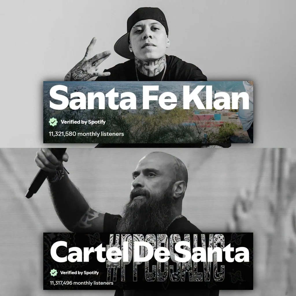 ¡Santa Fe Klan supera a Cartel de Santa en Spotify! Santa Fe Klan ya es el tercer rapero mexicano más escuchado en Spotify y deja atrás a Cartel de Santa