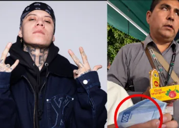 Santa Fe Klan durante una transmisión en vivo de TikTok donde regaló dinero a un vendedor de mazapanes